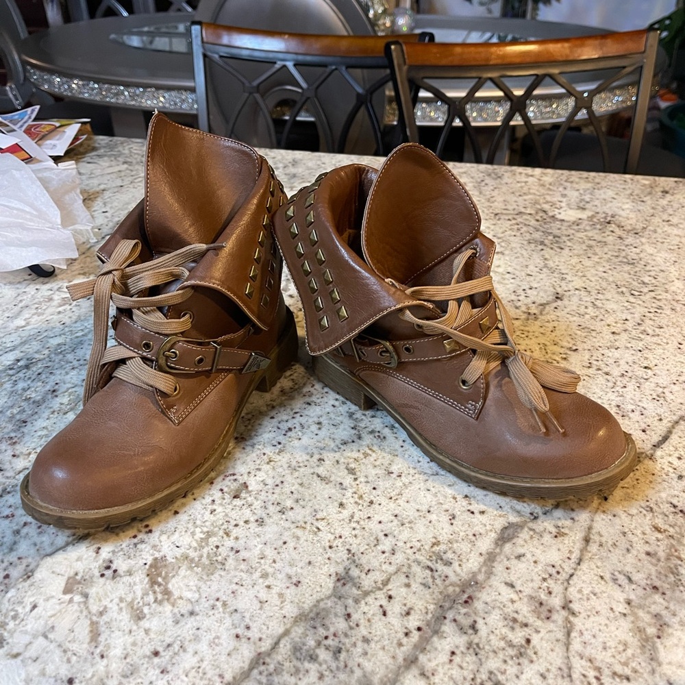 Brown Studded Ankle Boots